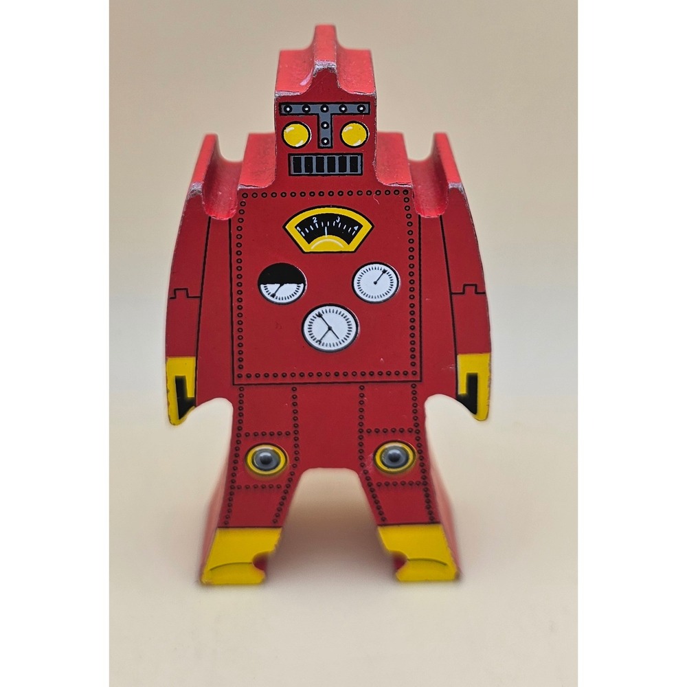 VINTAGE ROBOT BUILDING BLOCKS. DETAILED RED / BLACK FIGURES. 3 3/4 IN. TALL